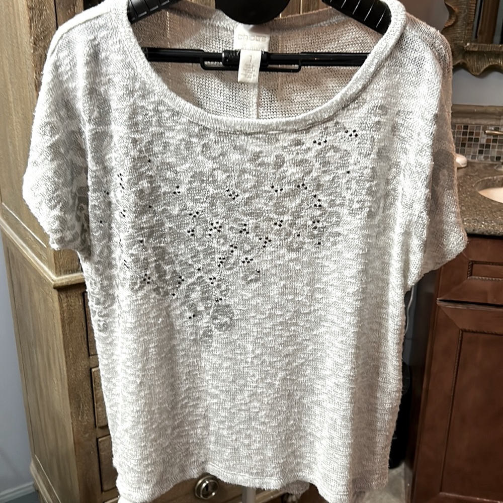 Chico’s cap sleeve lightweight knit shirt Size 1 M